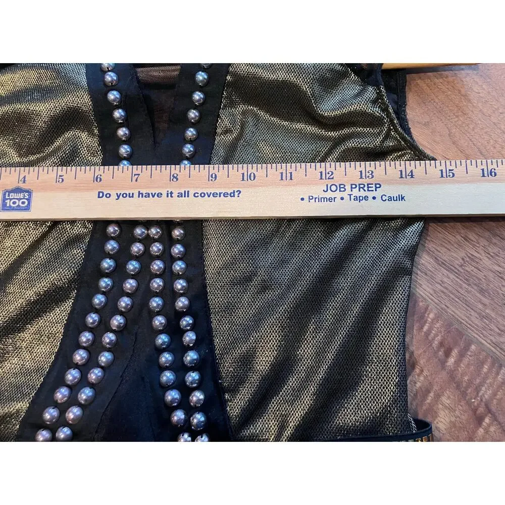 Revolution Dance Costume XLC Gold Black Level Up RC20969 Jazz Unitard Studded‎